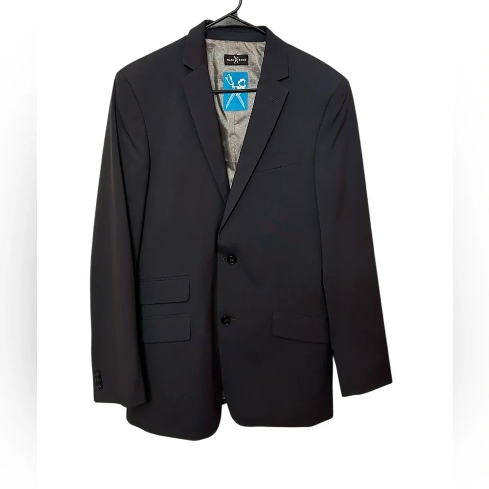 Marc Ecko Black Suit Blazer size 38L 2 button closure businessman office